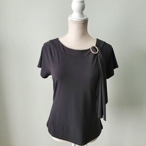 AGB Byers CA Women's Short Sleeve Silver Detail Black Top Size Small